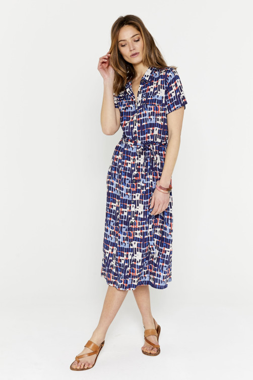 Robe chemisier imprimé Milan viscose - vêtement mode Diplodocus