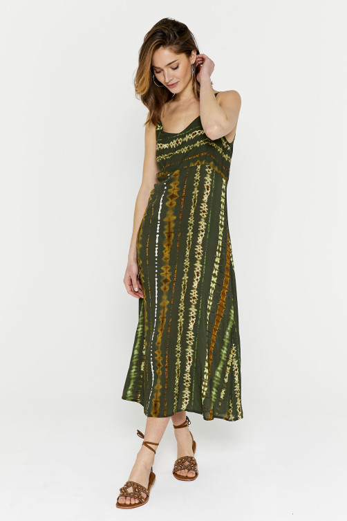 Robe bretelles imprimé Madras tendance - vêtement mode Diplodocus