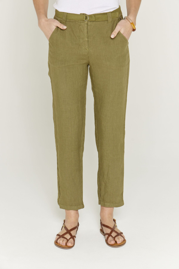 Pantalon uni lin femme - vêtement casual Diplodocus
