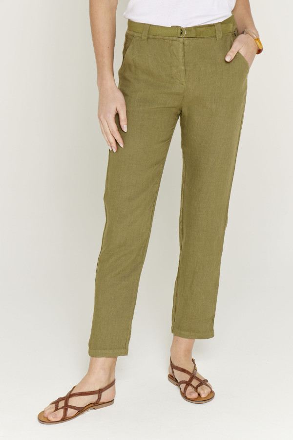 Pantalon uni lin femme - vêtement casual Diplodocus