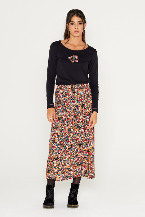 Jupe longue imprimé Mandarin viscose - tendance mode Diplodocus