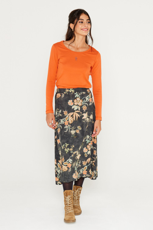 Jupe midi imprimé Comtesse viscose - tendance mode Diplodocus