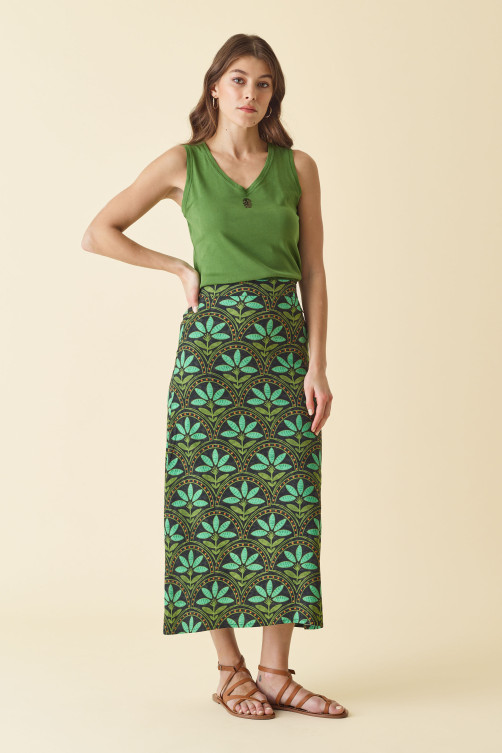 Jupe imprimé GARANCE viscose - vêtement femme Diplodocus