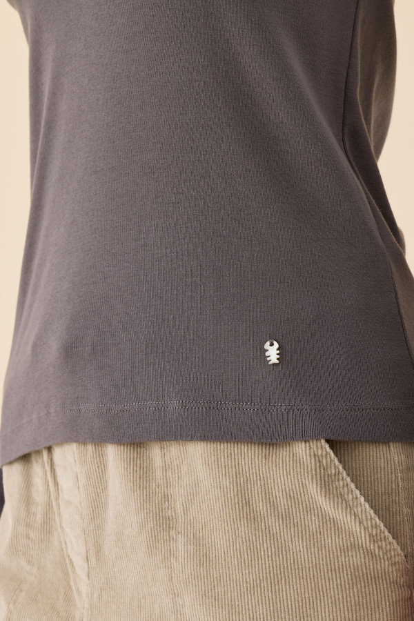 T-shirt uni cote coton galon jacquard - vêtement mode Diplodocus