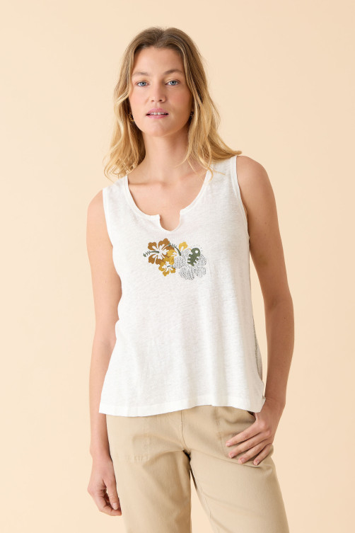 Débardeur tendance Bouquet lin - vêtements femme Diplodocus