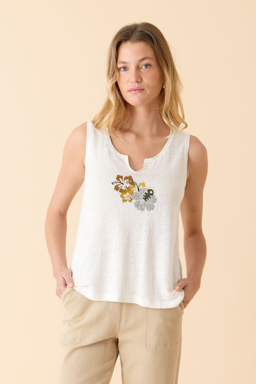 Débardeur tendance Bouquet lin - vêtements femme Diplodocus