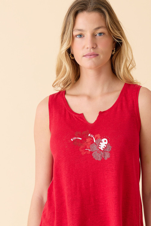 Débardeur tendance Bouquet lin - vêtements femme Diplodocus