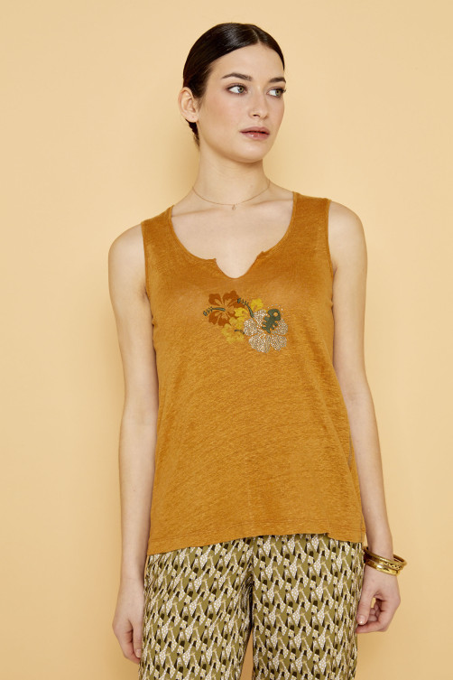 Débardeur tendance Bouquet lin - vêtements femme Diplodocus