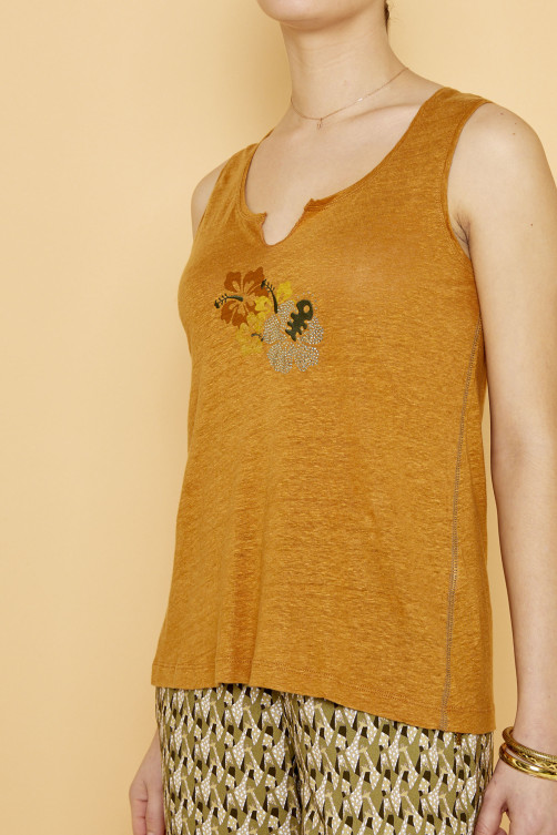 Débardeur tendance Bouquet lin - vêtements femme Diplodocus