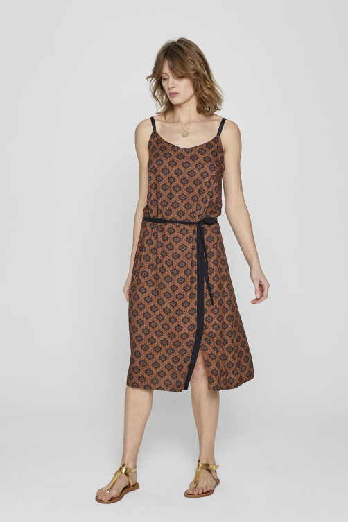Robe viscose bretelles imprimé Santiago tendance - vêtements mode Diplodocus