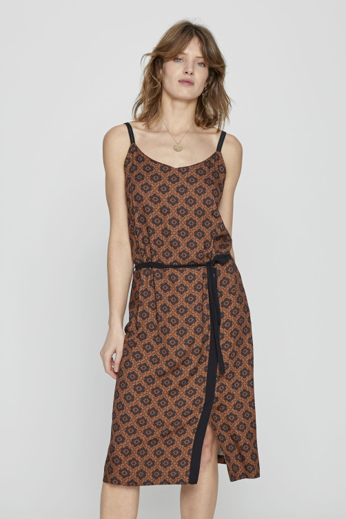 Robe viscose bretelles imprimé Santiago tendance - vêtements mode Diplodocus